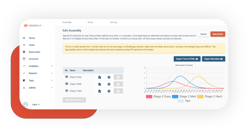 multistage adaptive testing assembly TIF